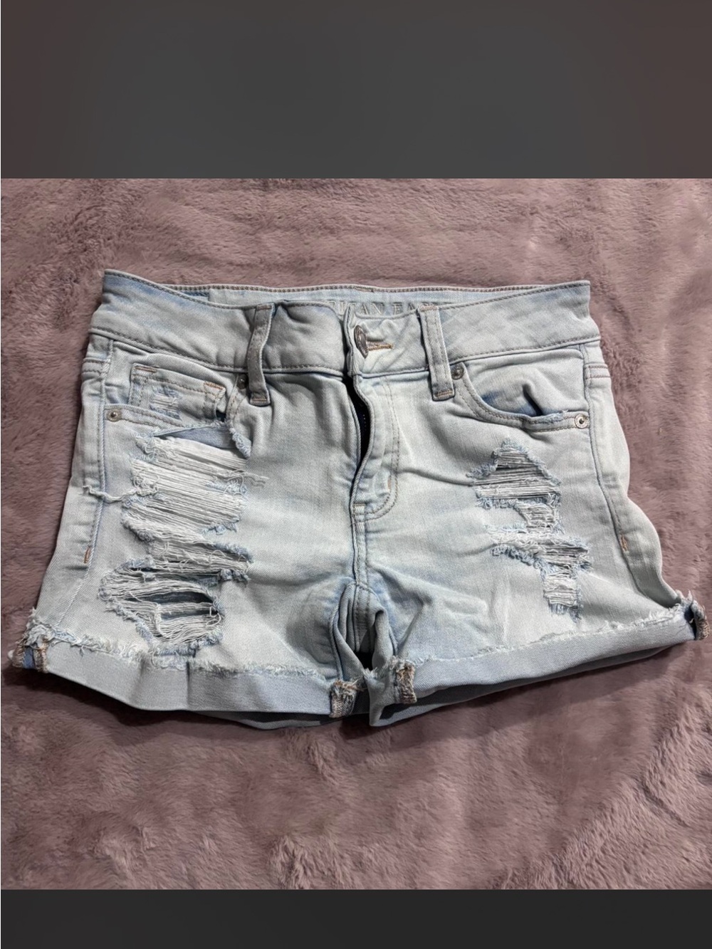 American Eagle Outfitters Light Wash Distressed Jean Shorts